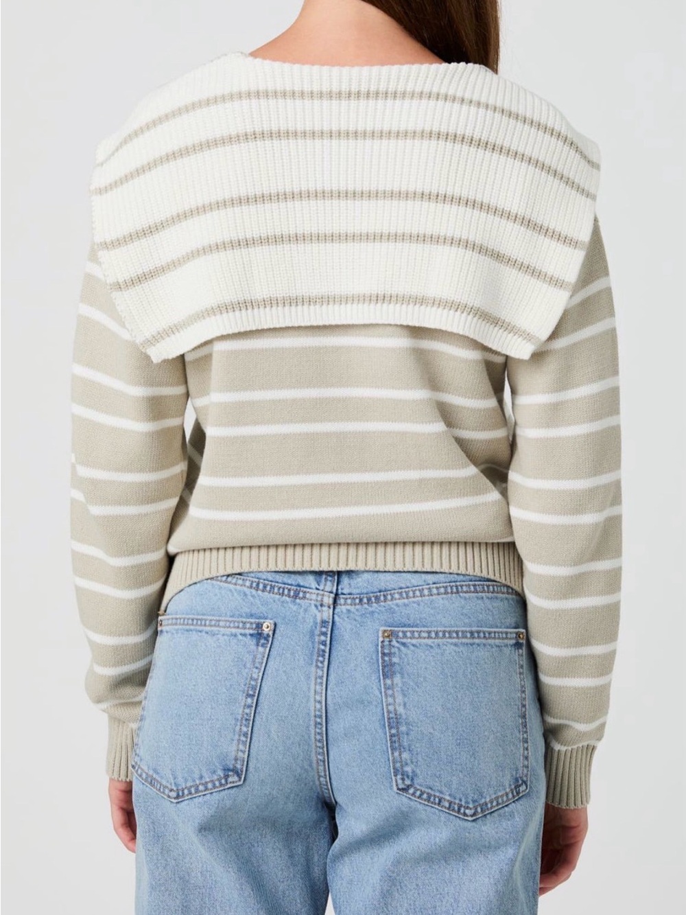 French Connection Striped V-Neck Sailor Sweater - Picture 2 of 3